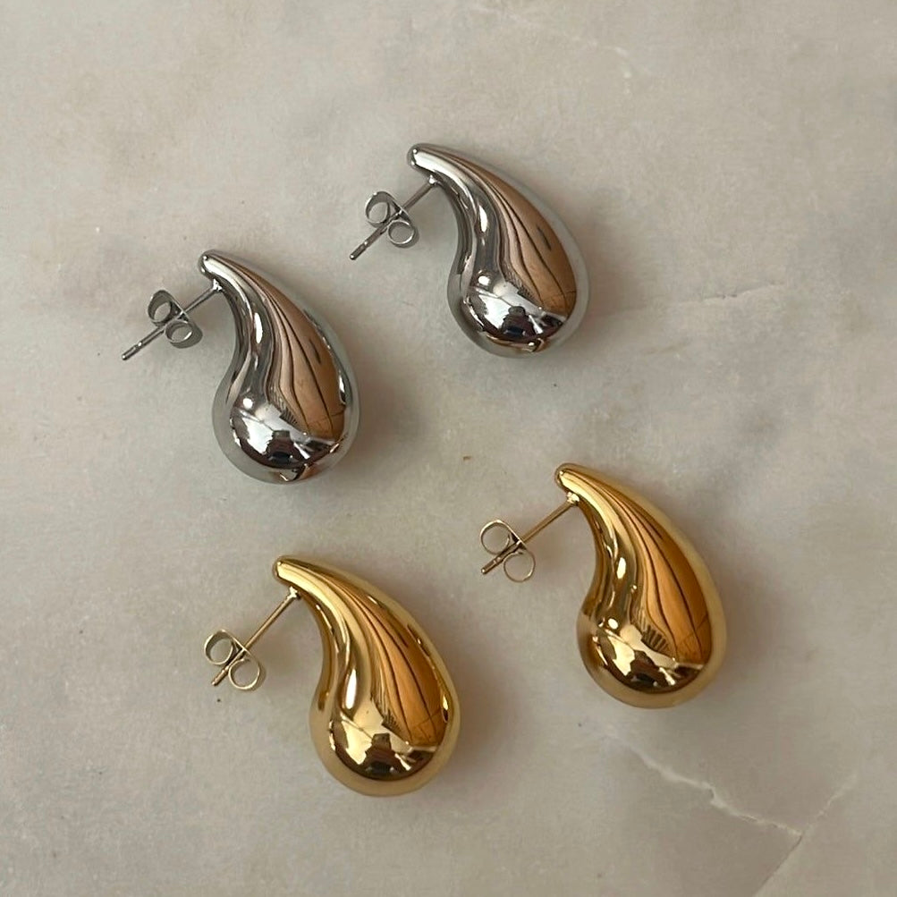 Aretes Gota en Acero