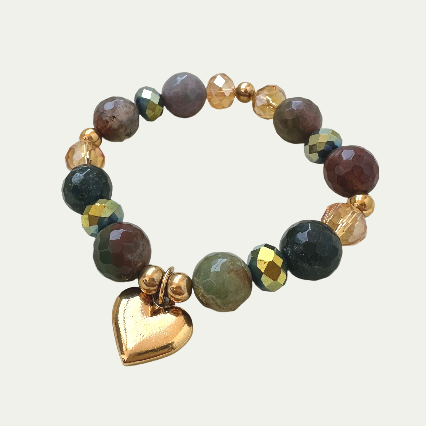 Pulsera Terra Agatas Corazón en Acero