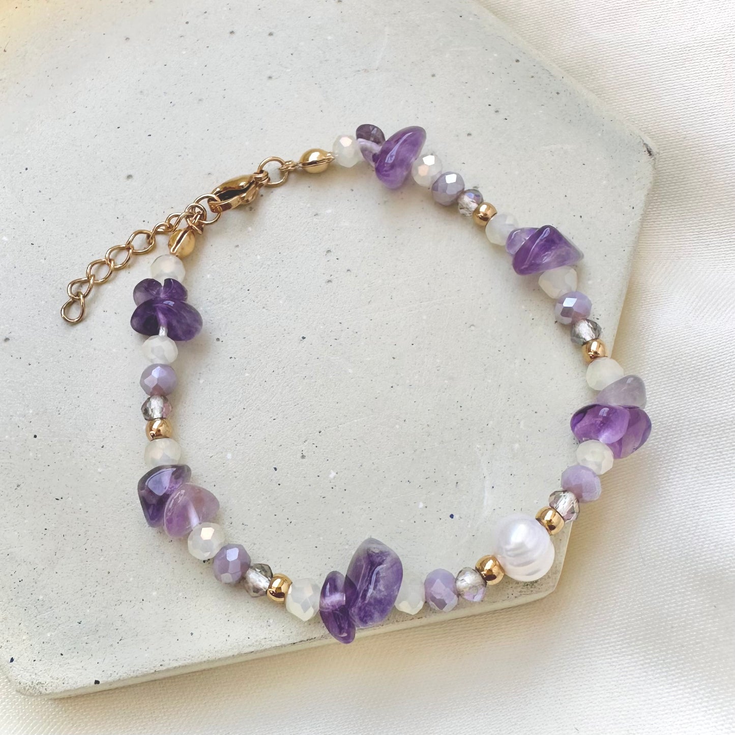 Pulsera Amatista Perla en Acero