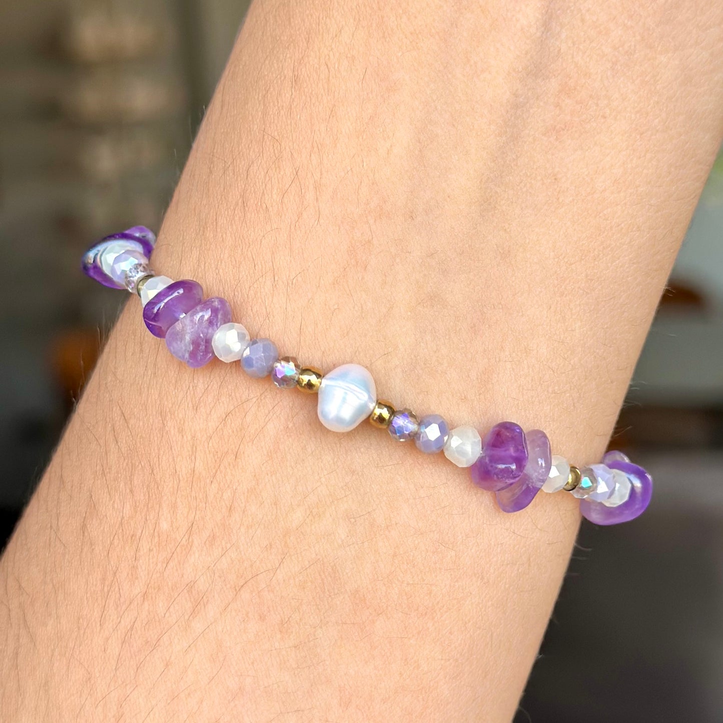Pulsera Amatista Perla en Acero