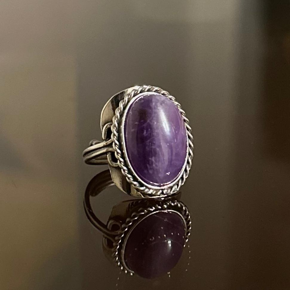 Anillo Cuarzo Natural Morado - Amatista