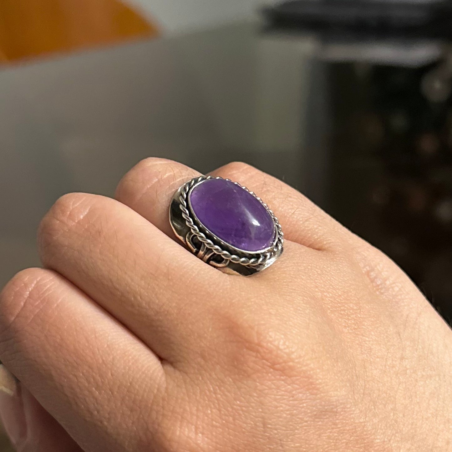 Anillo Cuarzo Natural Morado - Amatista