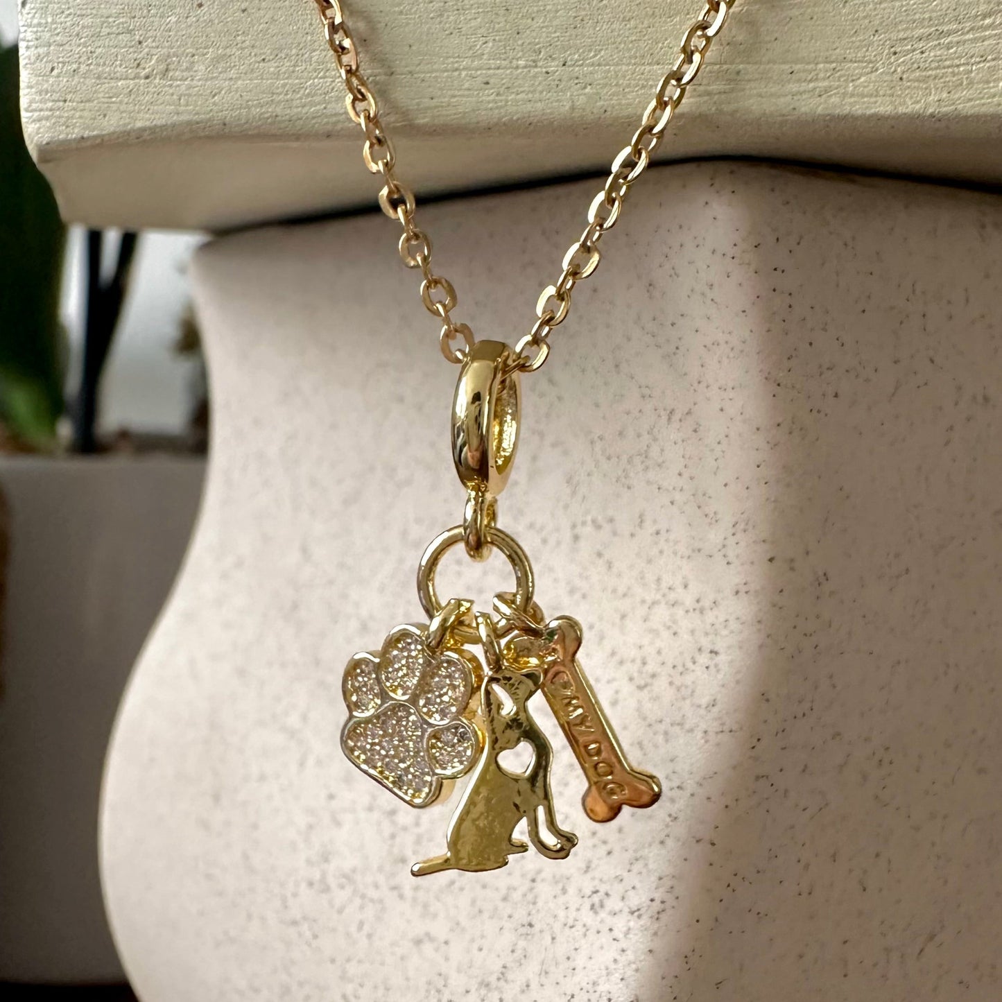 Collar Dog Lover en Acero Dorado