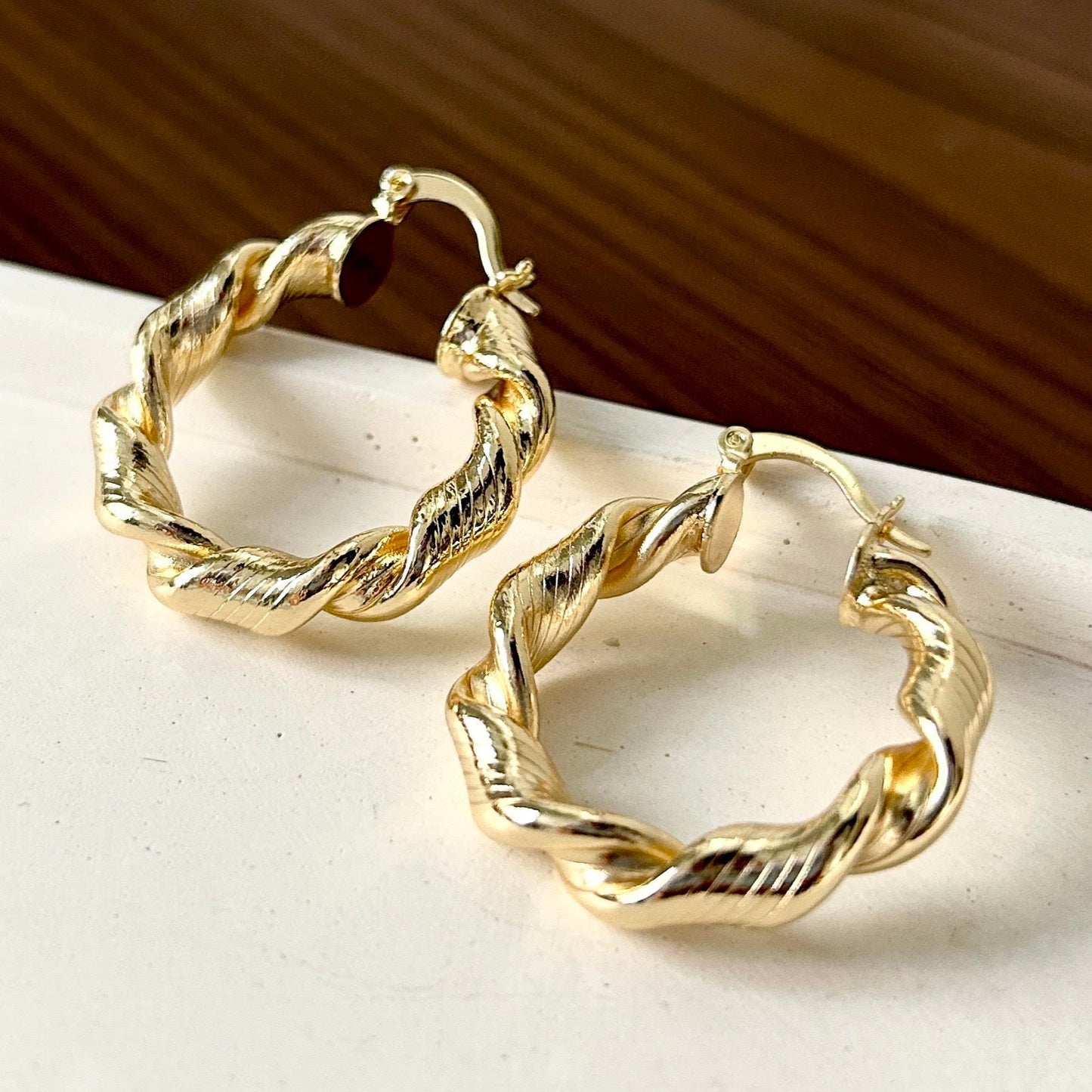 Argollas Rope en Acero Dorado