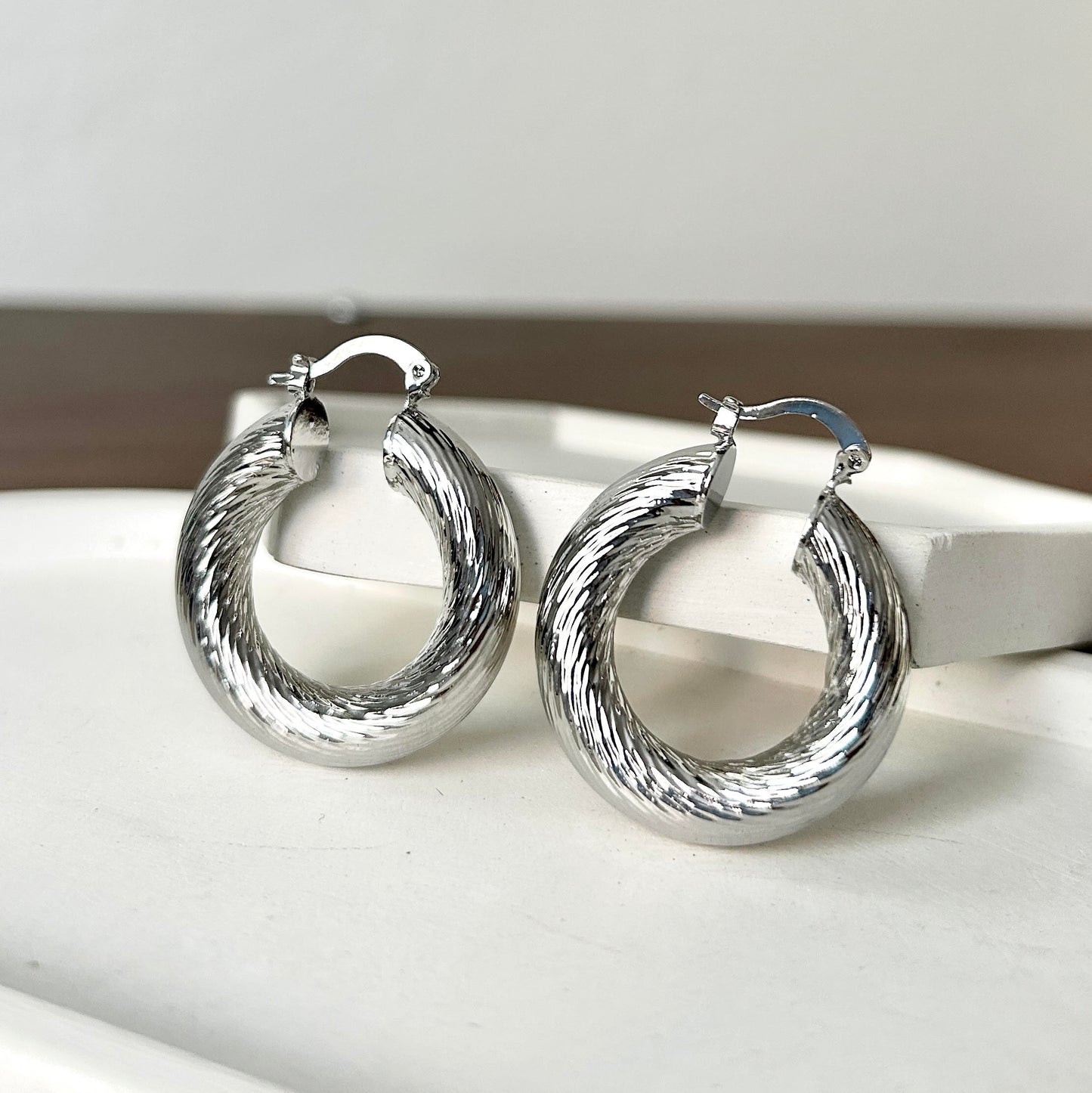 Argollas Chunky Round en Acero