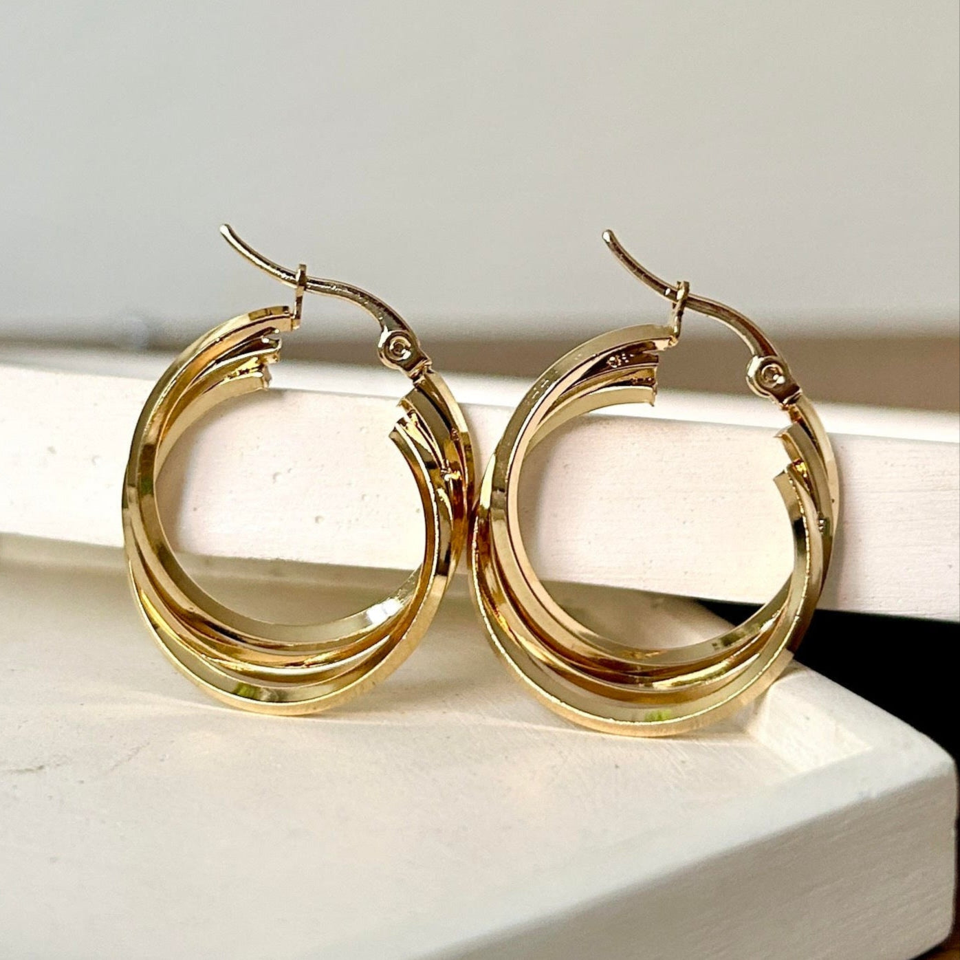 Argollas Aros en Acero Dorado