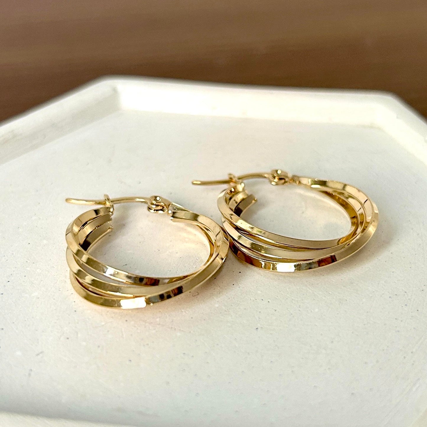Argollas Aros en Acero Dorado
