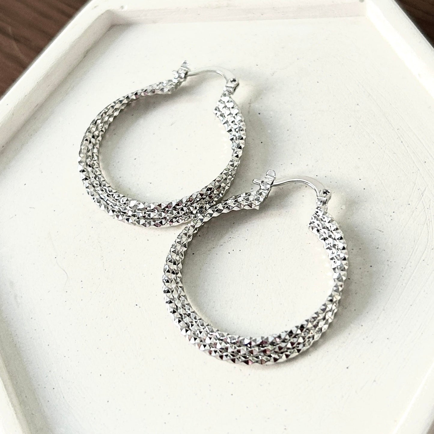 Argollas Glam en Acero Plateado