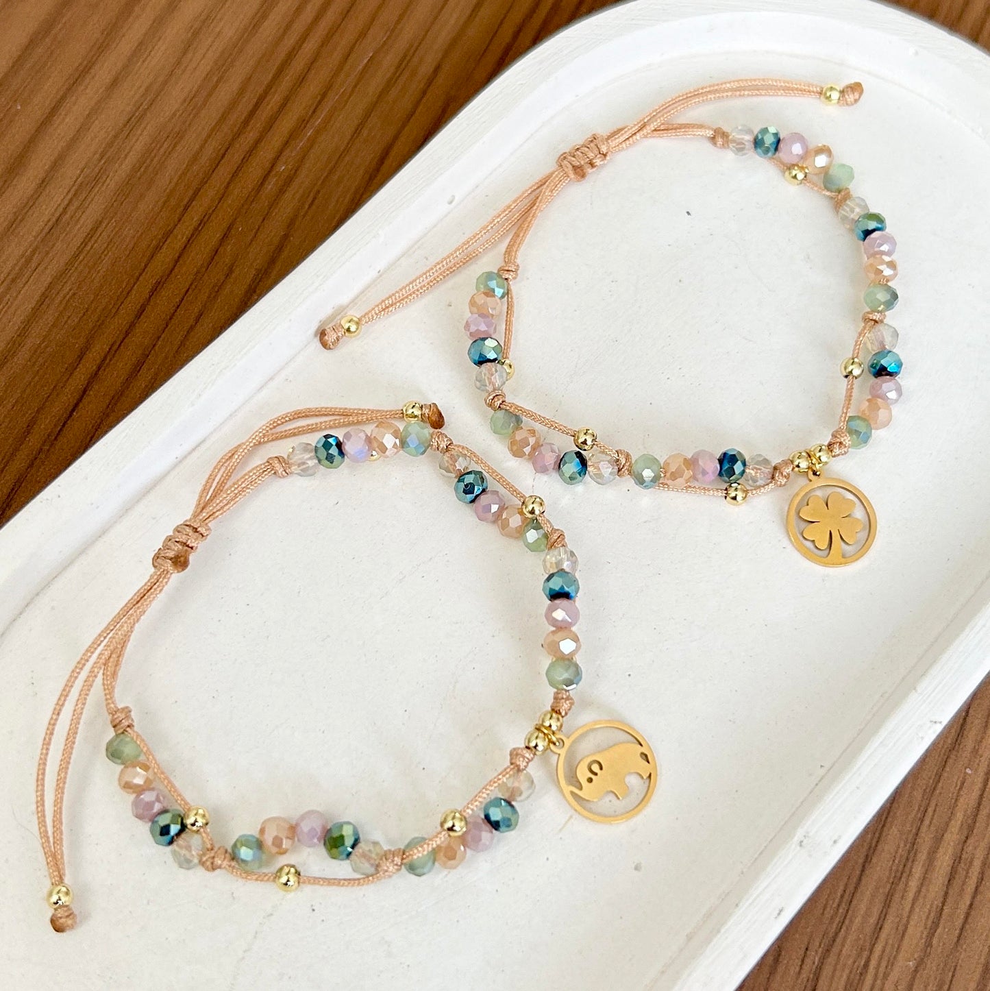 Pulsera Muranos Pasteles en Acero
