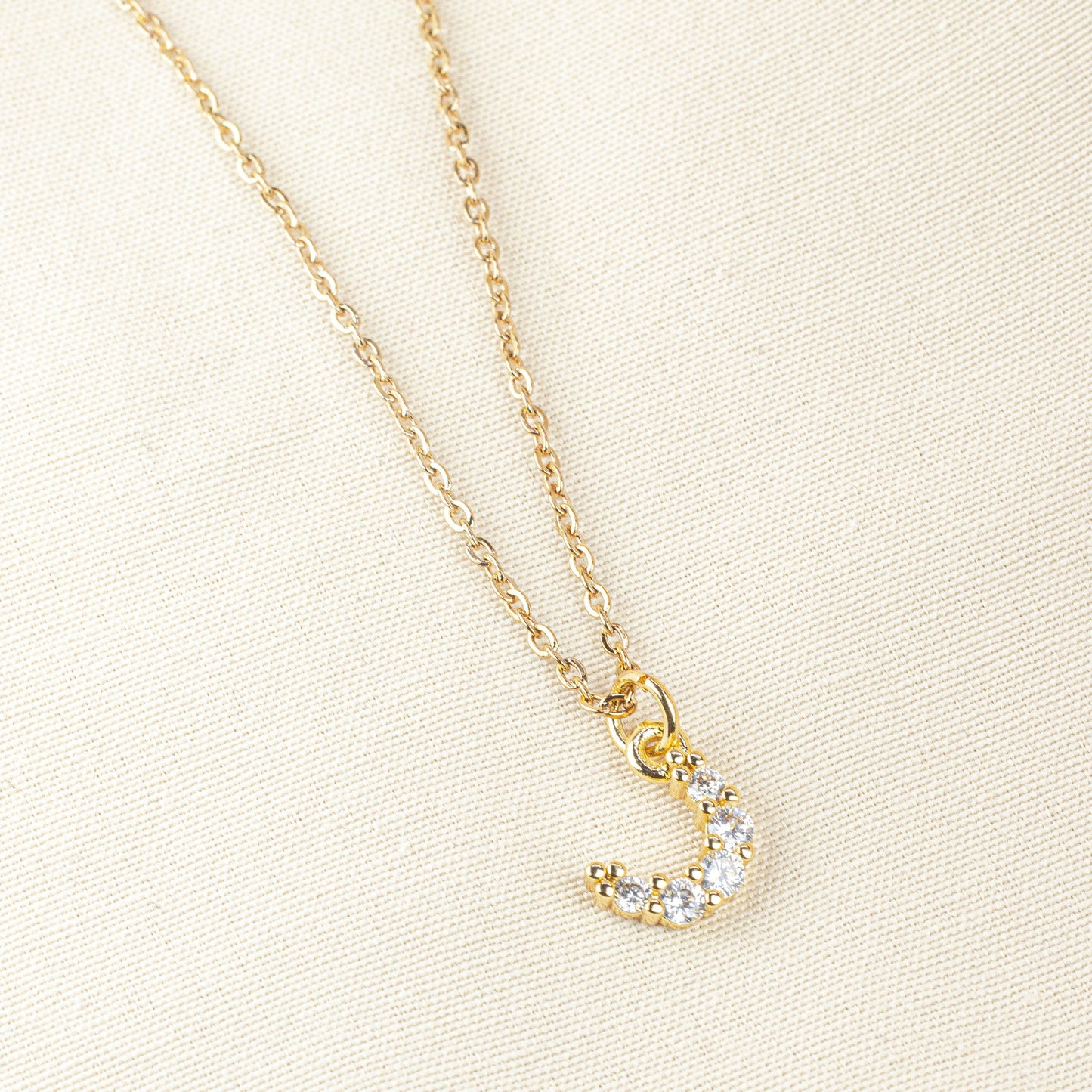 Collar Bling Moon Cristal en Acero Dorado