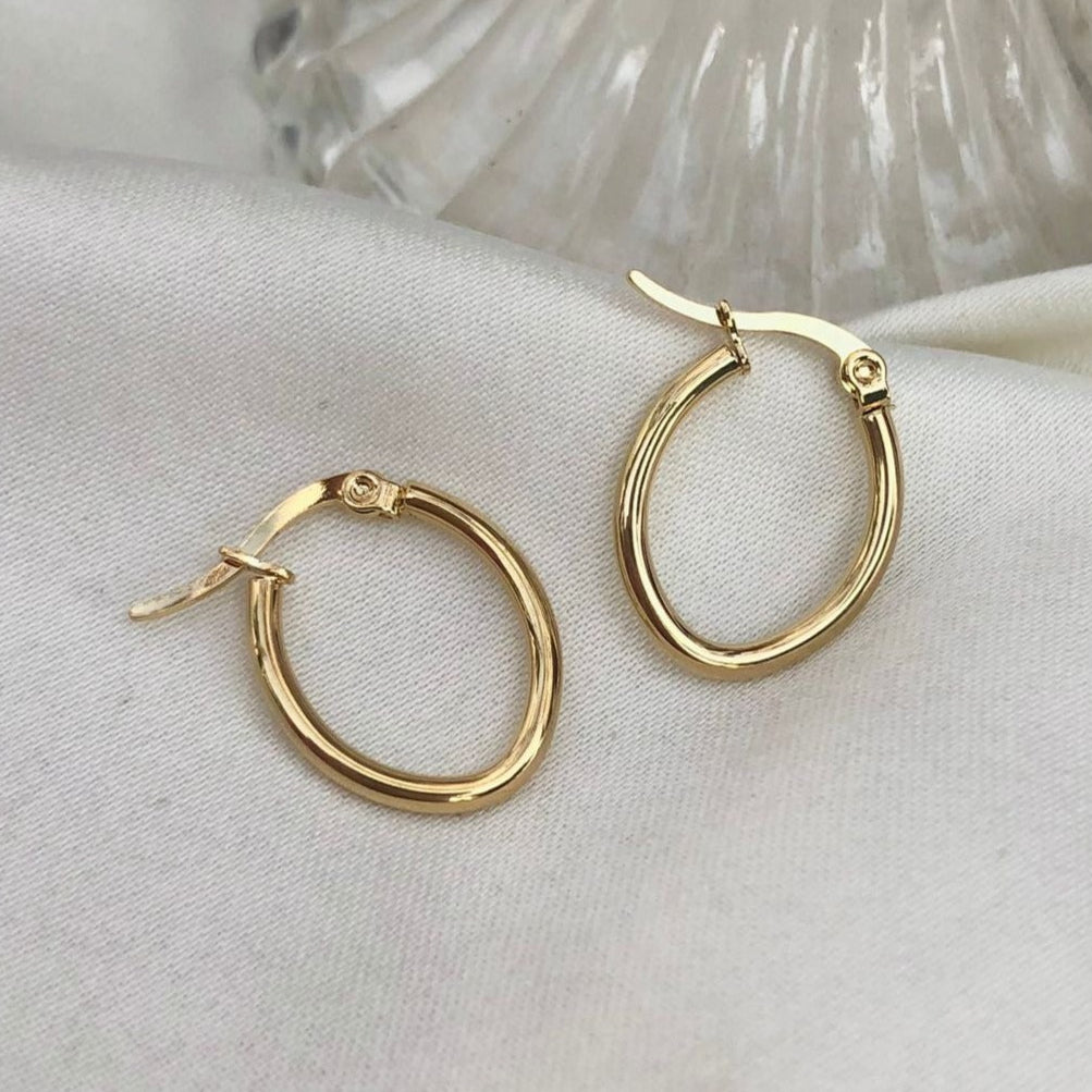 Argollas Ovaladas en Acero Dorado