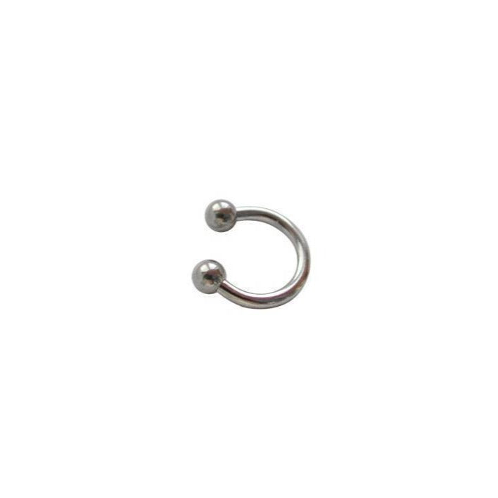 Piercing U Doble Bolita en Acero Plateado