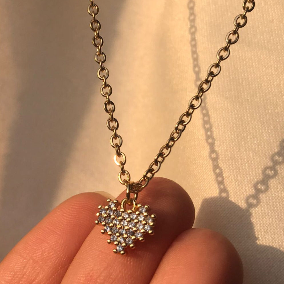 Collar Bling Heart en Acero Dorado