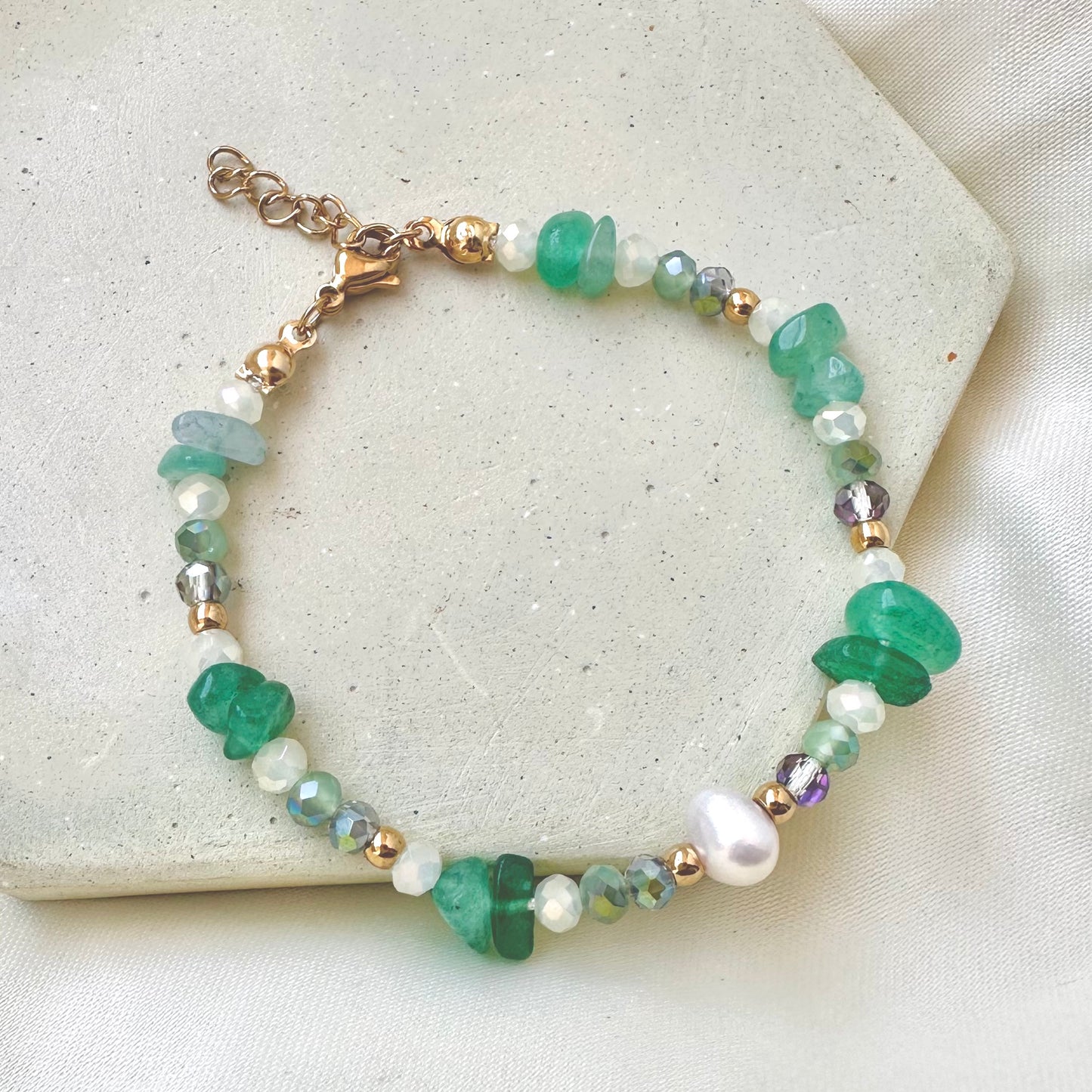 Pulsera Jade Perla en Acero