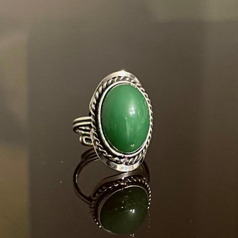 Anillo Cuarzo Natural Verde - Jade