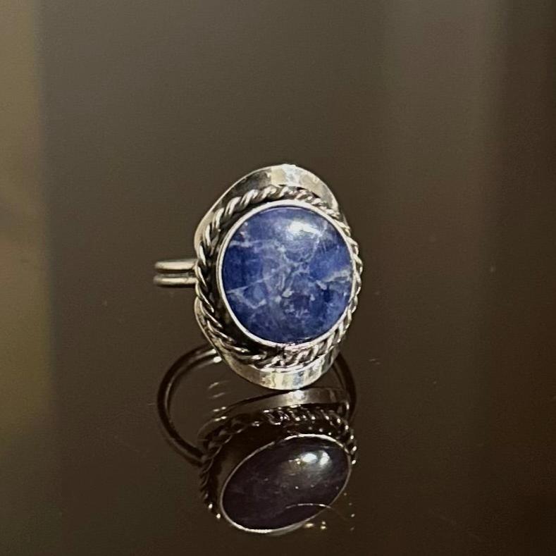 Anillo Cuarzo Natural Azul - Lapislázuli