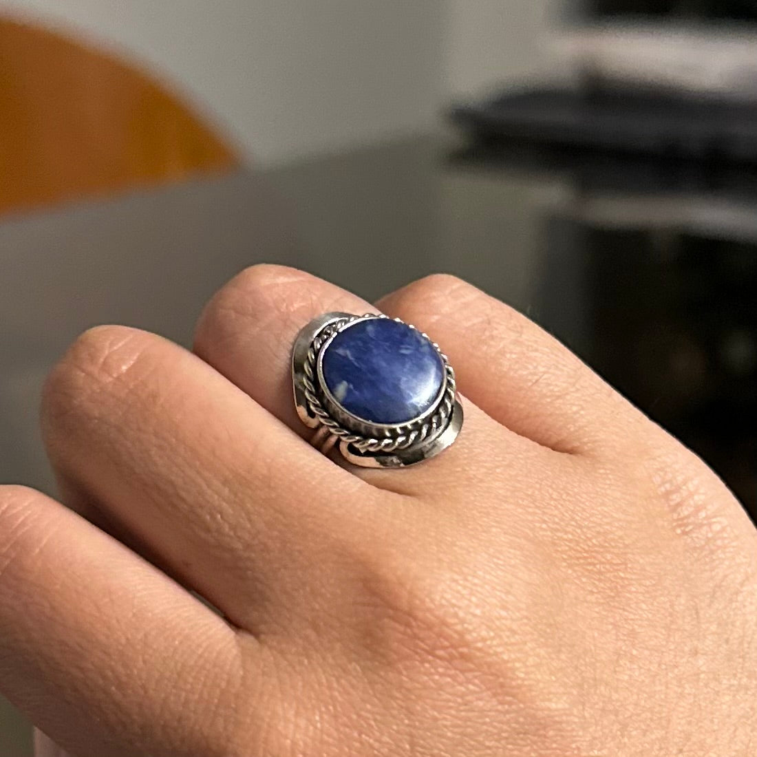 Anillo Cuarzo Natural Azul - Lapislázuli