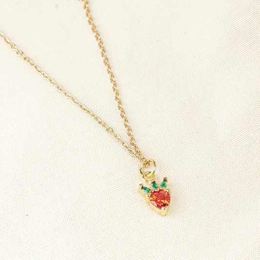 Collar Bling Frutilla en Acero Dorado