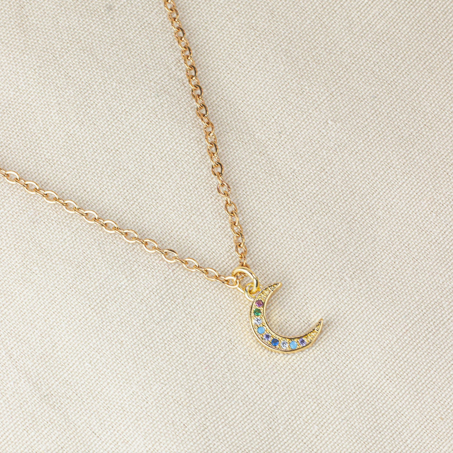 Collar Bling Moon en Acero Dorado