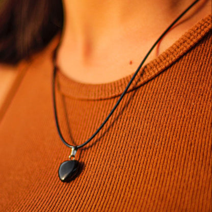 Collar Cuarzo Natural Negro - Onyx Corazón